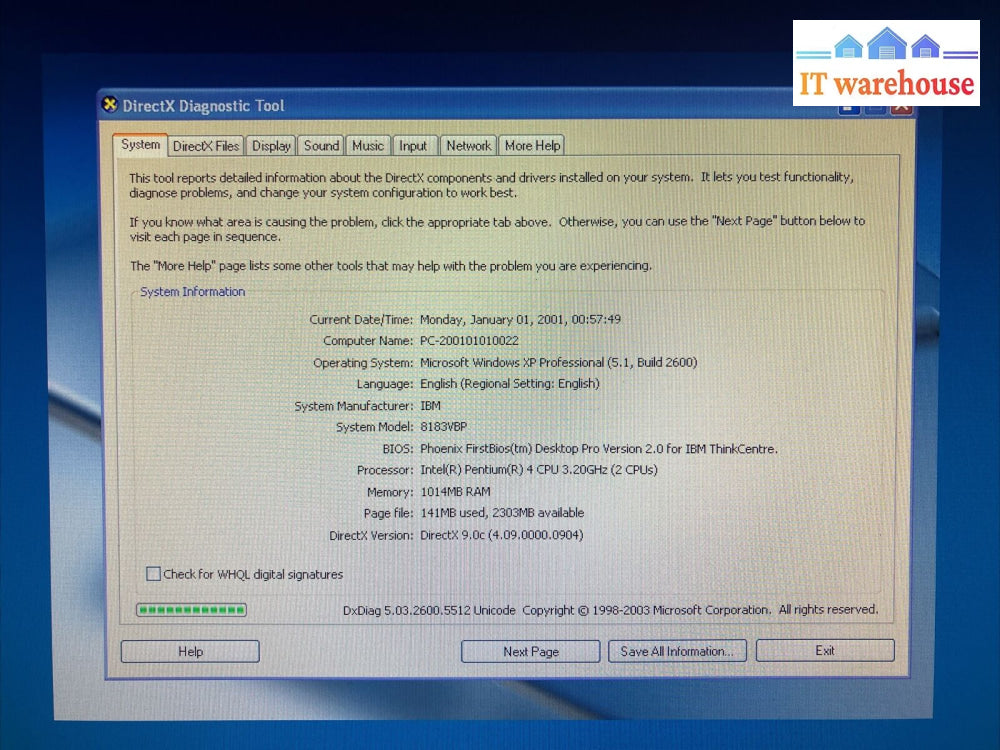 ~ Ibm 8183 Vbp Sff Desktop Pentium 4 3.2Ghz Cpu /1Gb Ram /500Gb Hdd / Win Xp Pro