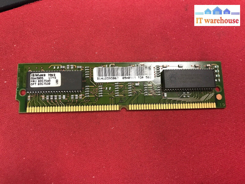 Ibm 92G7540 4Mb 70Ns 72 Pin Simm 05H0905 92G7539 Ram Memory