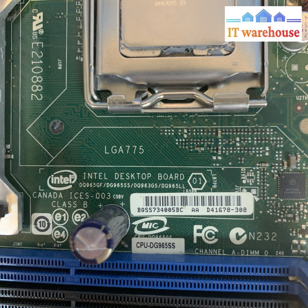 Intel DG965SS D41678-308 Skt 775 Motherboard With Dual Core E4600 2.4 GHz Cpu