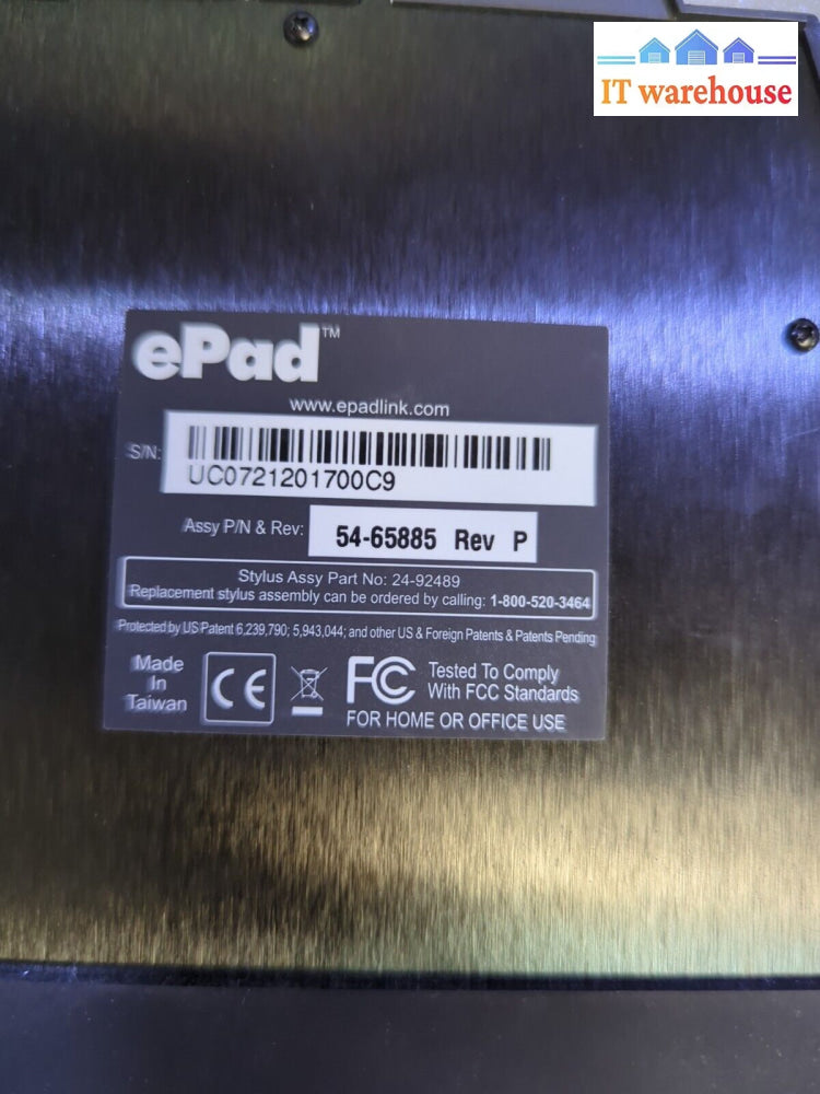 Interlink Epad Usb Electronic Signature Capture Pad 54-65885 W/ Stylus -