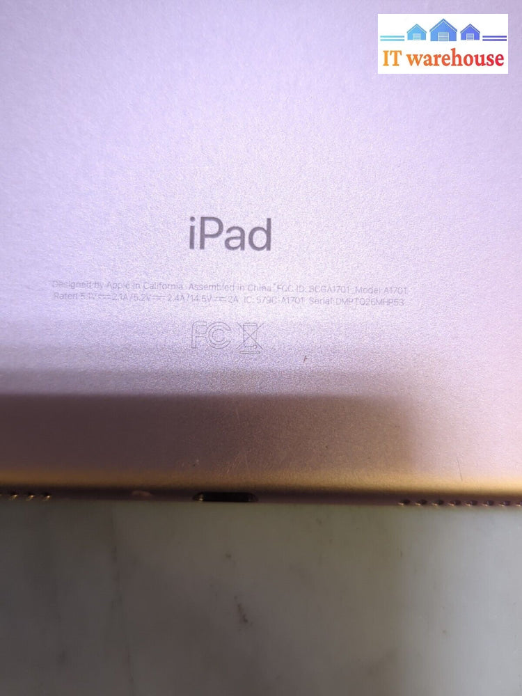 Ipad Pro 10.5-Inch A1701 256Gb Pink Unlocked Working Cracks On Screen -