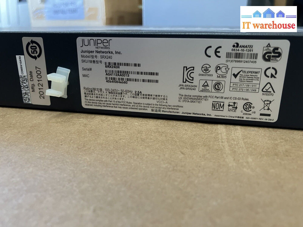 ~ Juniper Networks Srx240 16-Port Secure Services Gateway