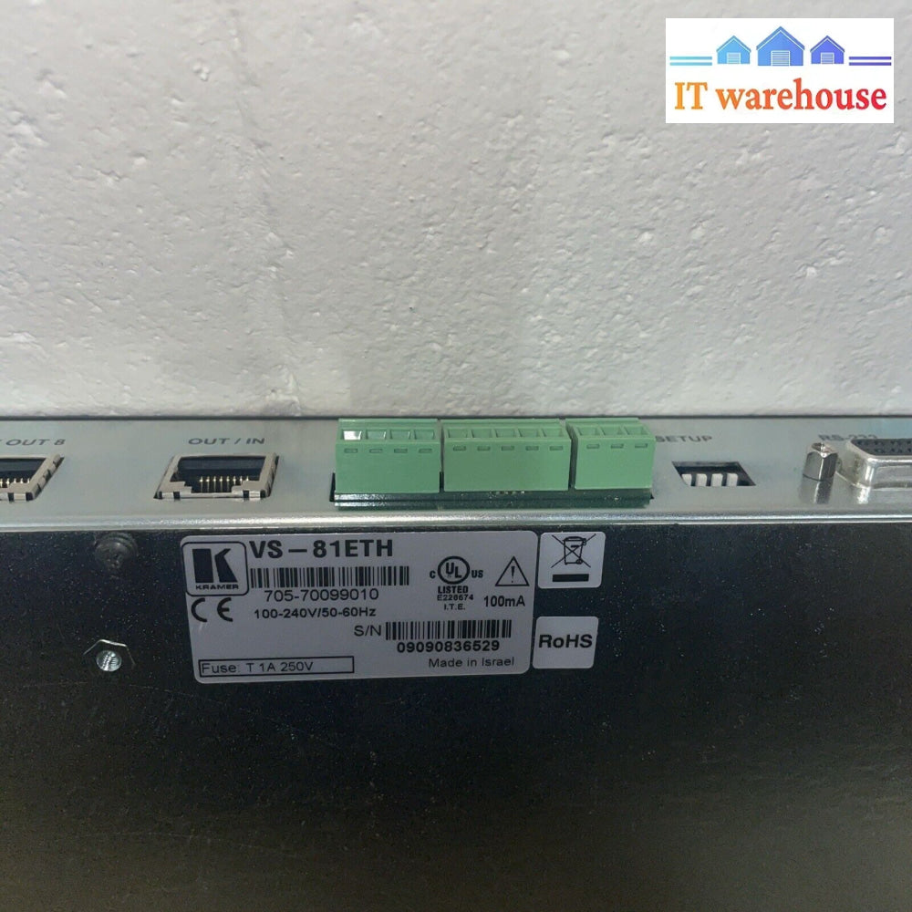 Kramer 8 Channel Ethernet 8X1 Cat 5 Twisted Pair Switcher Vs-81Eth