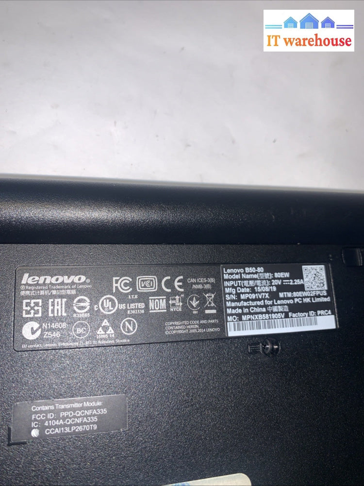 Lenovo ThinkPad B50-80 15.6" HD i5-5200U 12GB RAM 240GB New SSD Win 10 + AC Adap