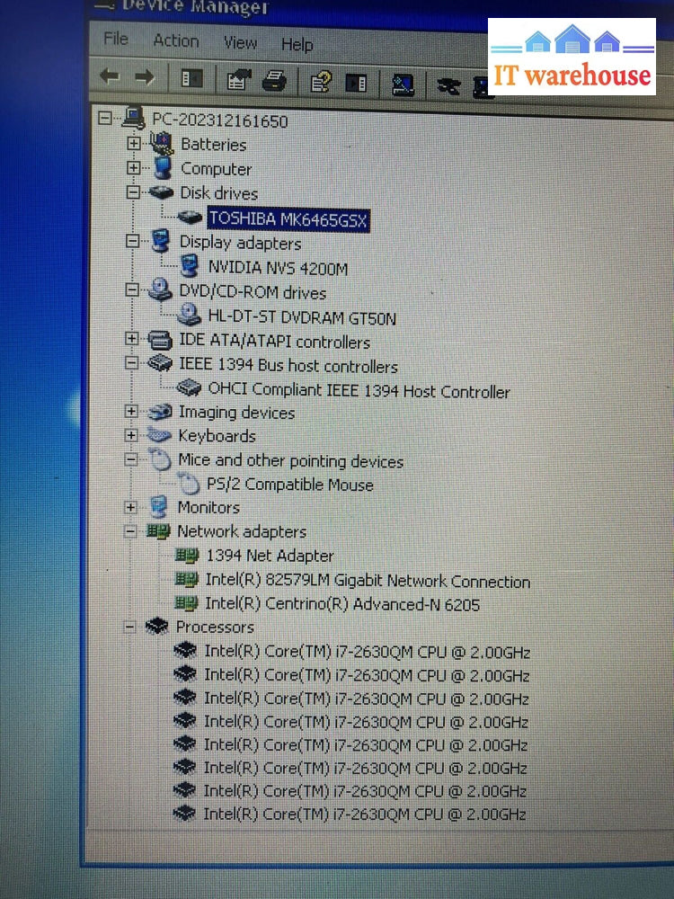 ~ Lenovo Thinkpad T520 15.6’ Laptop I7-2630Qm 2Ghz / 4Gb Ram 640Gb Hdd Winxp