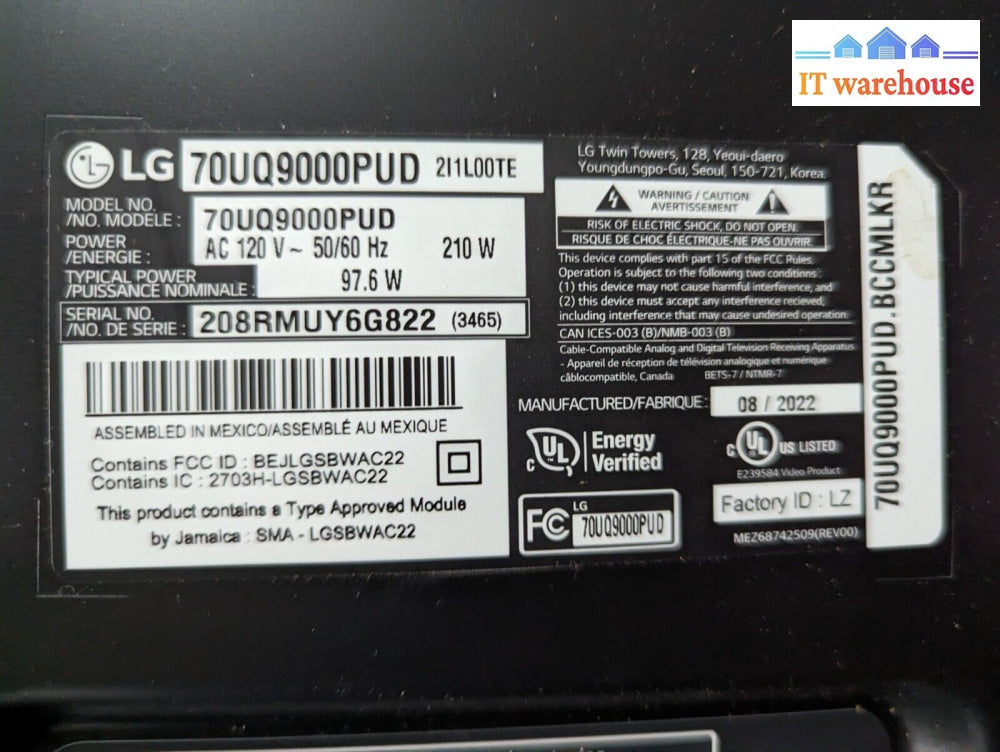 - Lg 75Uq9000Pud Tv Power Supply Board | Eax69502302 Lgp70T-21U1 Tested