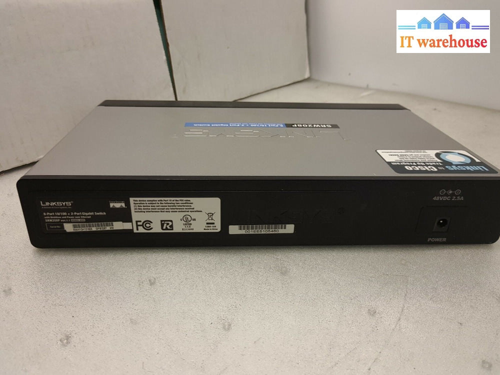 - Linksys Srw208P 8-Port 10/100 + 2 Port Gigabit Switch (No Adapter)