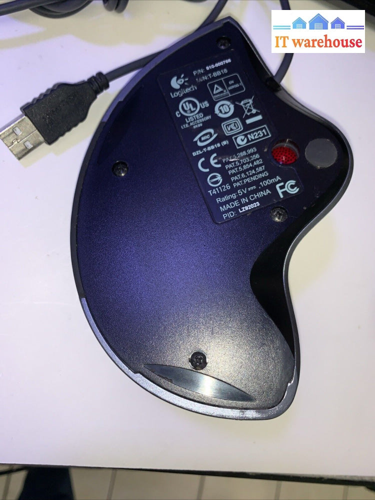 Logitech Dark Silver T-BB18 TrackMan Red Ball Wheel Optical Mouse 810-000766