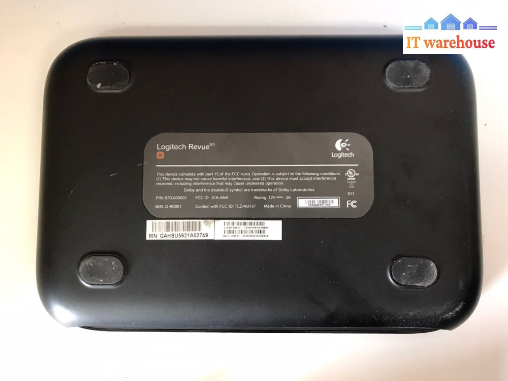 ~ Logitech Revue Tv Media Streamer 870-000001 Model D-R0001 With Adapter