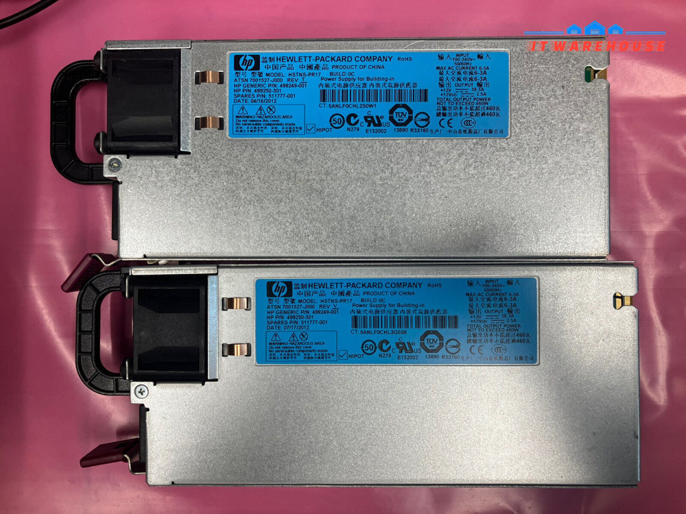 ~ Lot 2X Hp Hstns-Pr17 499250-301 511777-001 460W Server Power Supply For G6 G7