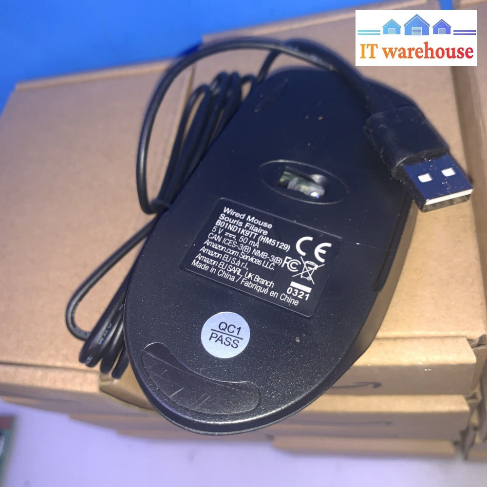 Lot of 12 Amazon 3-Button USB Wired Computer Mouse (Black)