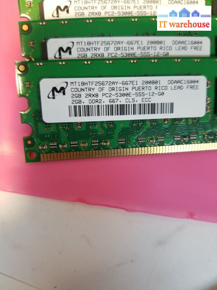Lot Of 16 Micron 2Gb Ecc 667Mhz Mt18Htf25672Ay-667E1 Memory (For Servers No Pc)