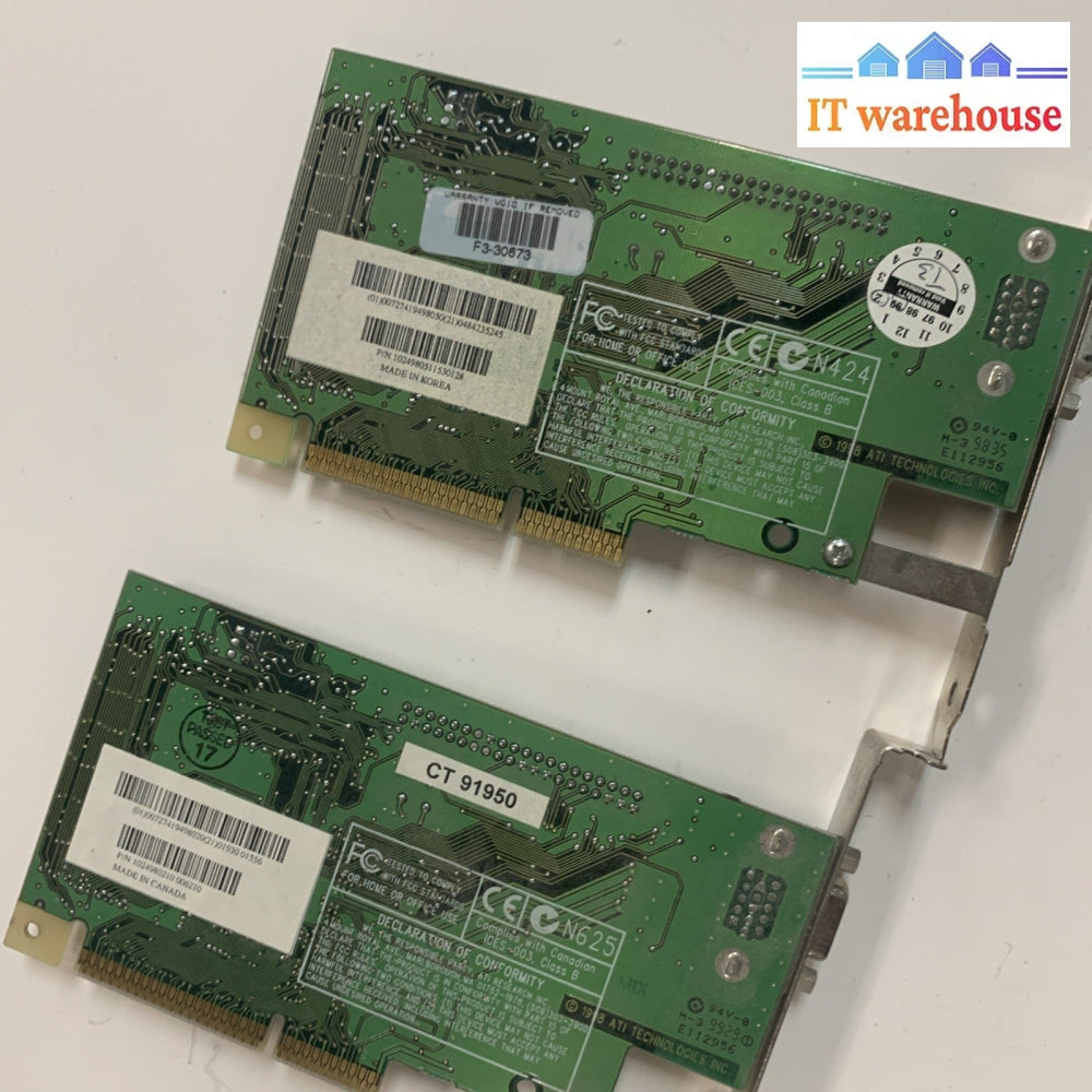 Lot of 2 ATI RAGE 3D AGP VGA Video Card 109-49800-10