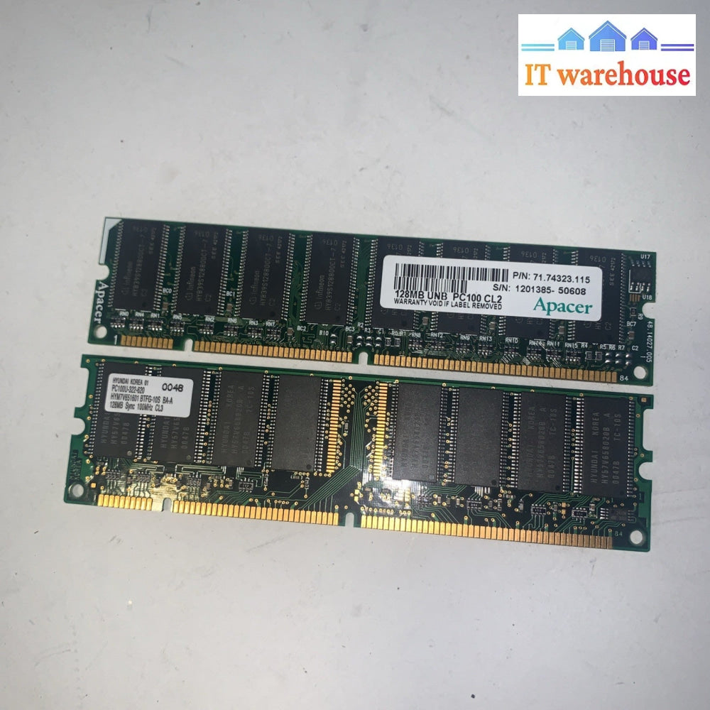 Lot of 2 desktop 128MB PC100 100MHZ MEMORY RAM