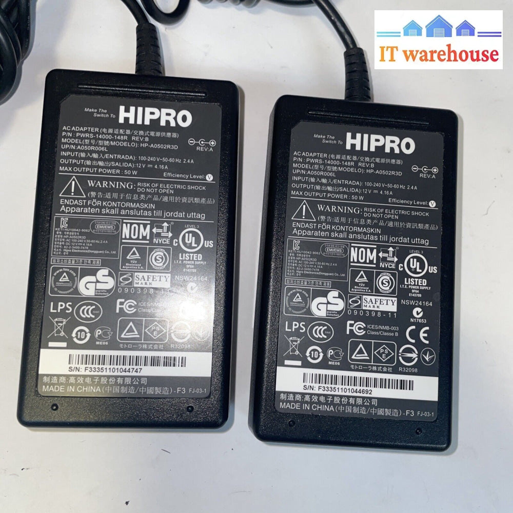 Lot Of 2 Hipro Pwrs-14000-148R Rev:b Ac Adapter