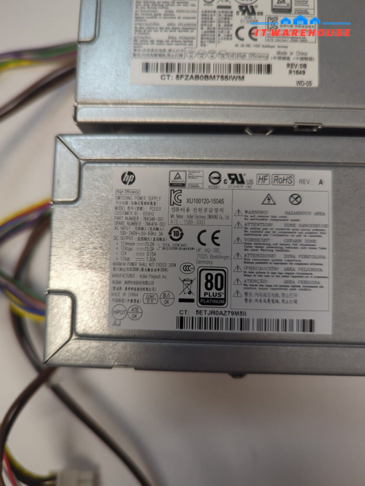Lot Of 2 HP EliteDesk 800 G2/ 600 G2/ 200W Power Supply 901912-004 796419-001