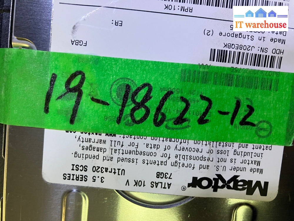 Lot Of 2 Maxtor 0Gd084 73Gb 10K Scsi Atlas V 8J073J002075E Hdd W/ Caddy Tested ~