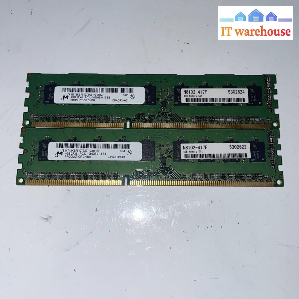 Lot Of 2 MICRON 4GB 2RX8 PC3L-10600E 1333MHZ (ECC) RAM MT18KSF51272AZ-1G4M1ZE