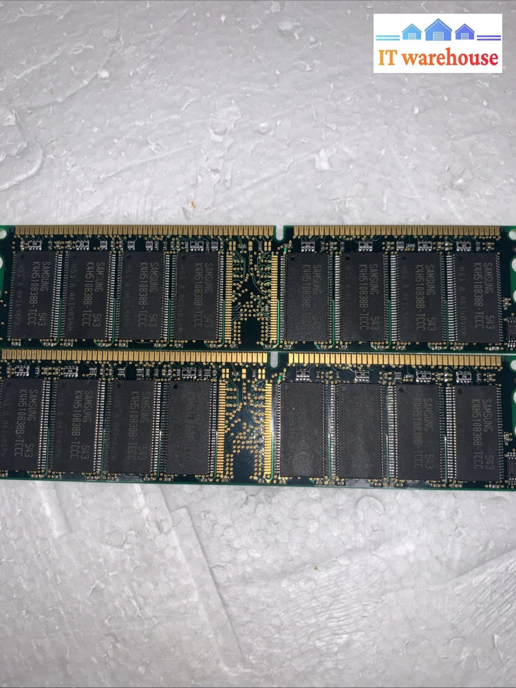 LOT OF 2 Samsung. 1G 184-pin PC-3200U NonECC 400MHz DDR Ram Memory