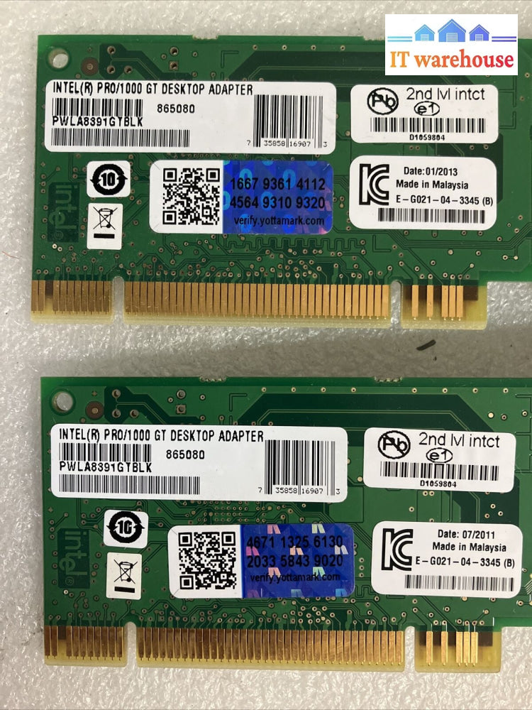 Lot Of 2X Intel Pro/1000 Gt Server Network Adapter C29248 865080 Pwla8391Gtblk ~