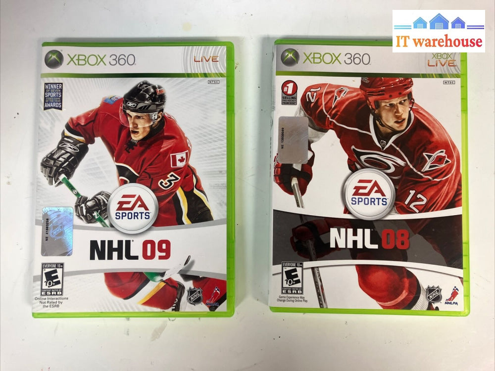 (Lot Of 2X) Xbox 360 Video Games Ea Sports Nhl 08 / 09 With Manual ~
