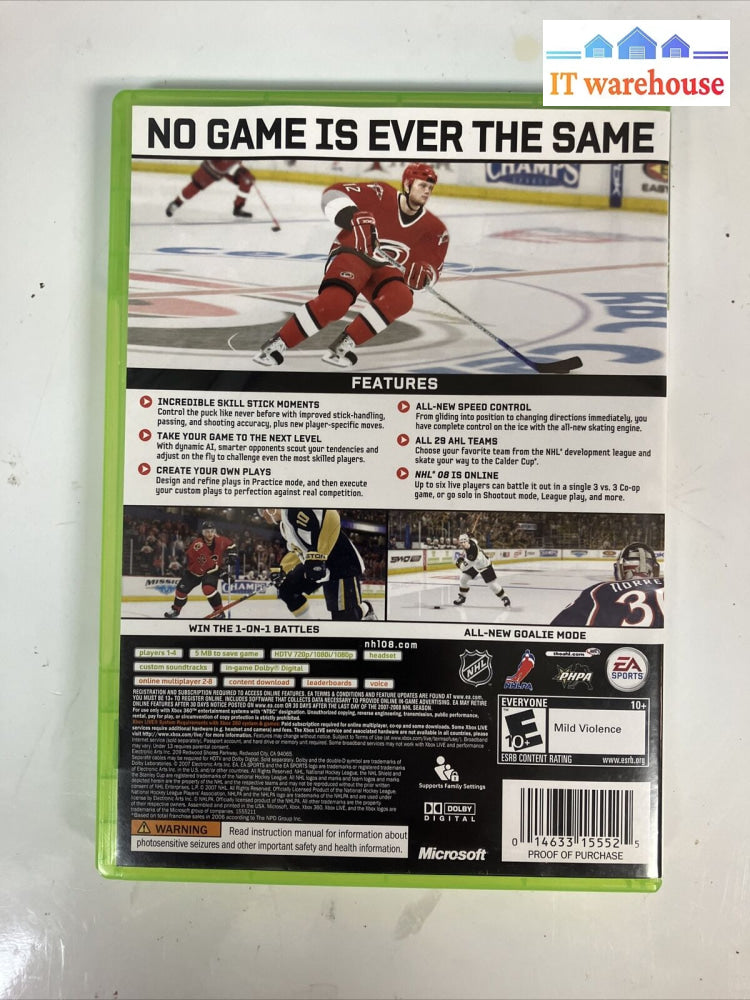 (Lot Of 2X) Xbox 360 Video Games Ea Sports Nhl 08 / 09 With Manual ~