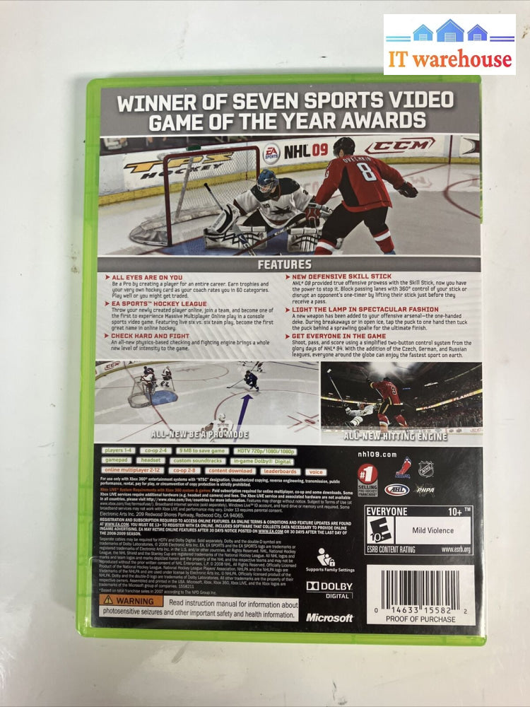 (Lot Of 2X) Xbox 360 Video Games Ea Sports Nhl 08 / 09 With Manual ~