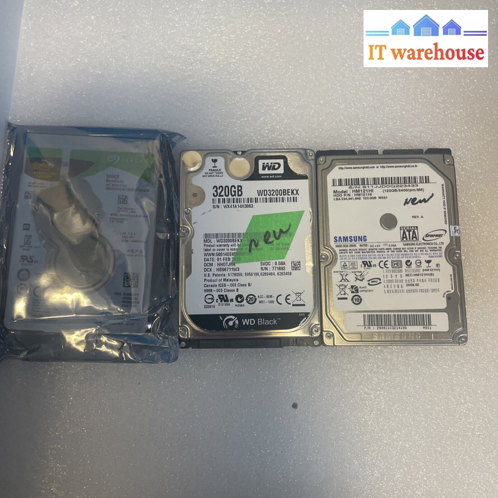 Lot Of 3 Unused 2.5 Inch Sata Laptop Hard Drives 500/320/160Gb
