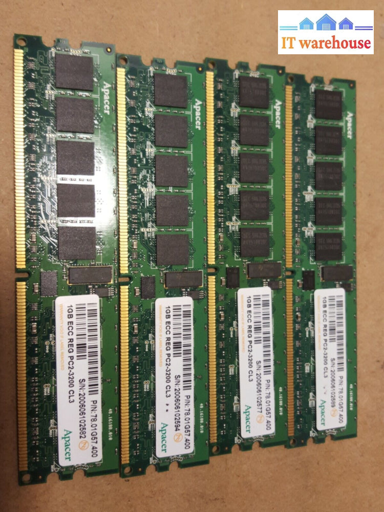 Lot Of 4 Apacer 1Gb Ecc Pc2 3200 400Mhz Ram (For Server Or Workstation)
