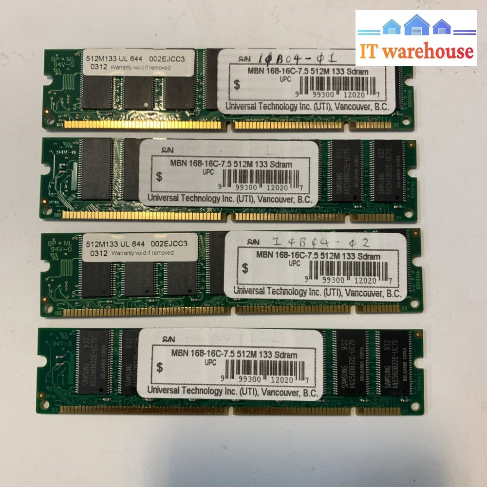 Lot of 4 Desktop 512MB SDR PC133 133MHZ non-ECC memory
