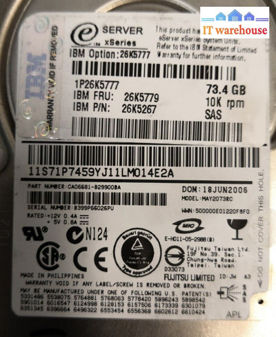 - Lot Of 4 Ibm 26K5777 73.4Gb 10K Rpm 2.5’ Sas Hard Drive 26K5779 26K5267 @@@
