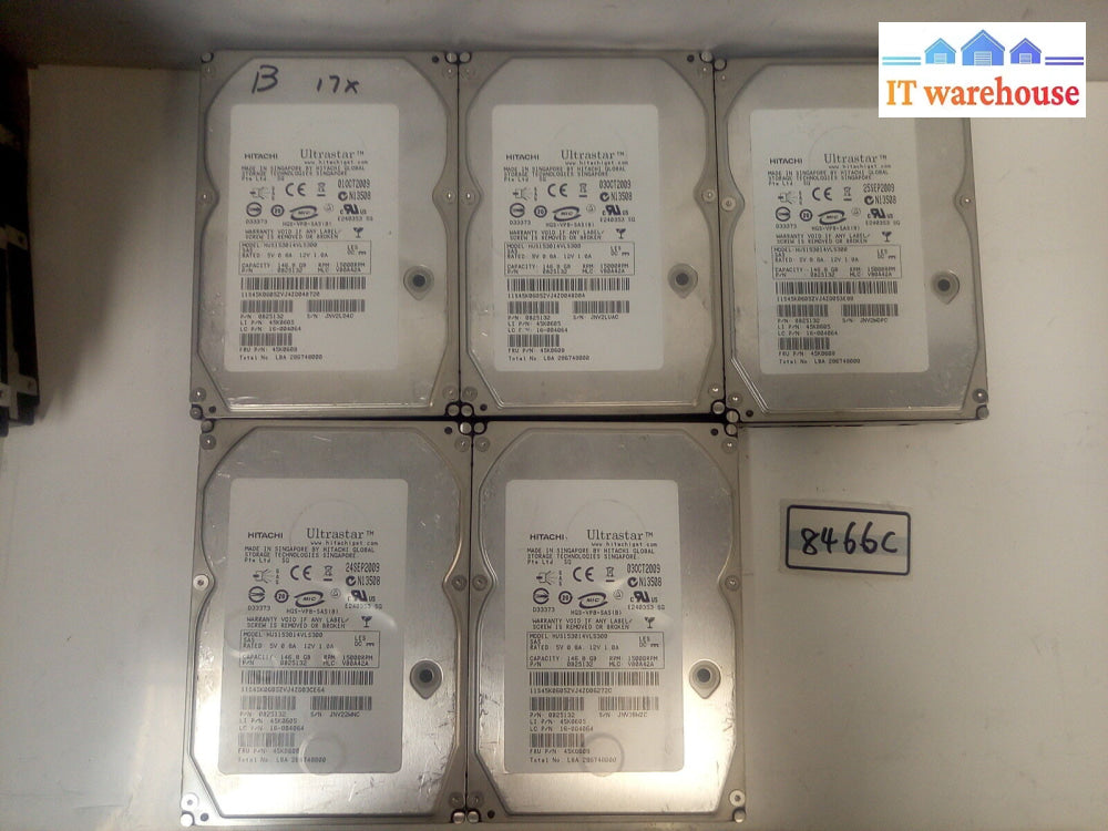 - Lot Of 5 Hitachi Ultrastar 147Gb 15000Rpm Sas Hdd Hus153014Vls300 45K0608 @@