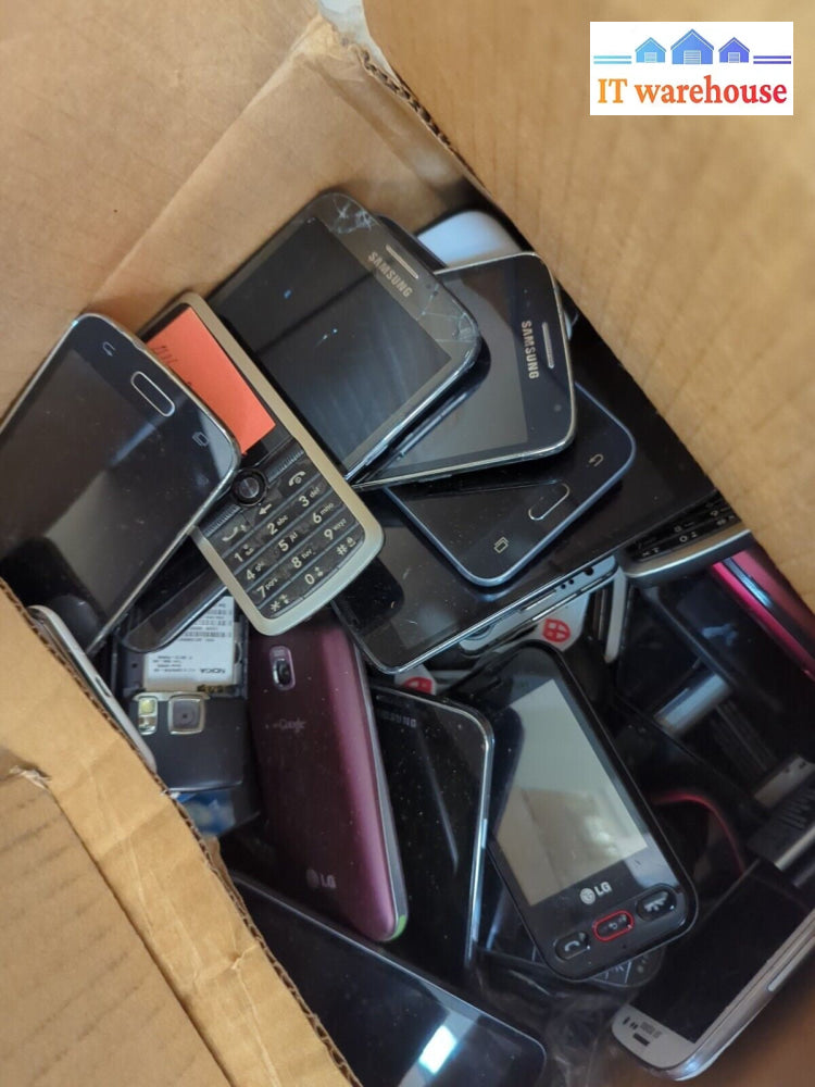 (Lot of 50) mixed brand cell phones for gold scrap, parts (read)-