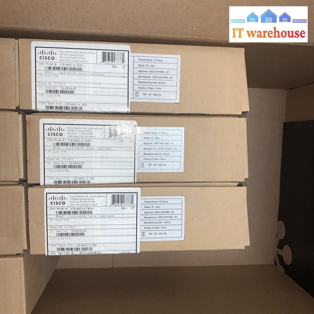 (Lot of 7) NEW cisco CP-6921-C-K9 Unified IP VoIP Desktop 2-line Phone