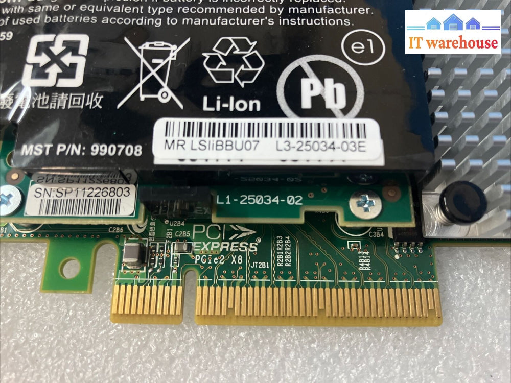 Lsi 9750-4I L3-25239-23A Raid Sas-2 Pci-E With Battery 990708 & L1-25034-02 ~