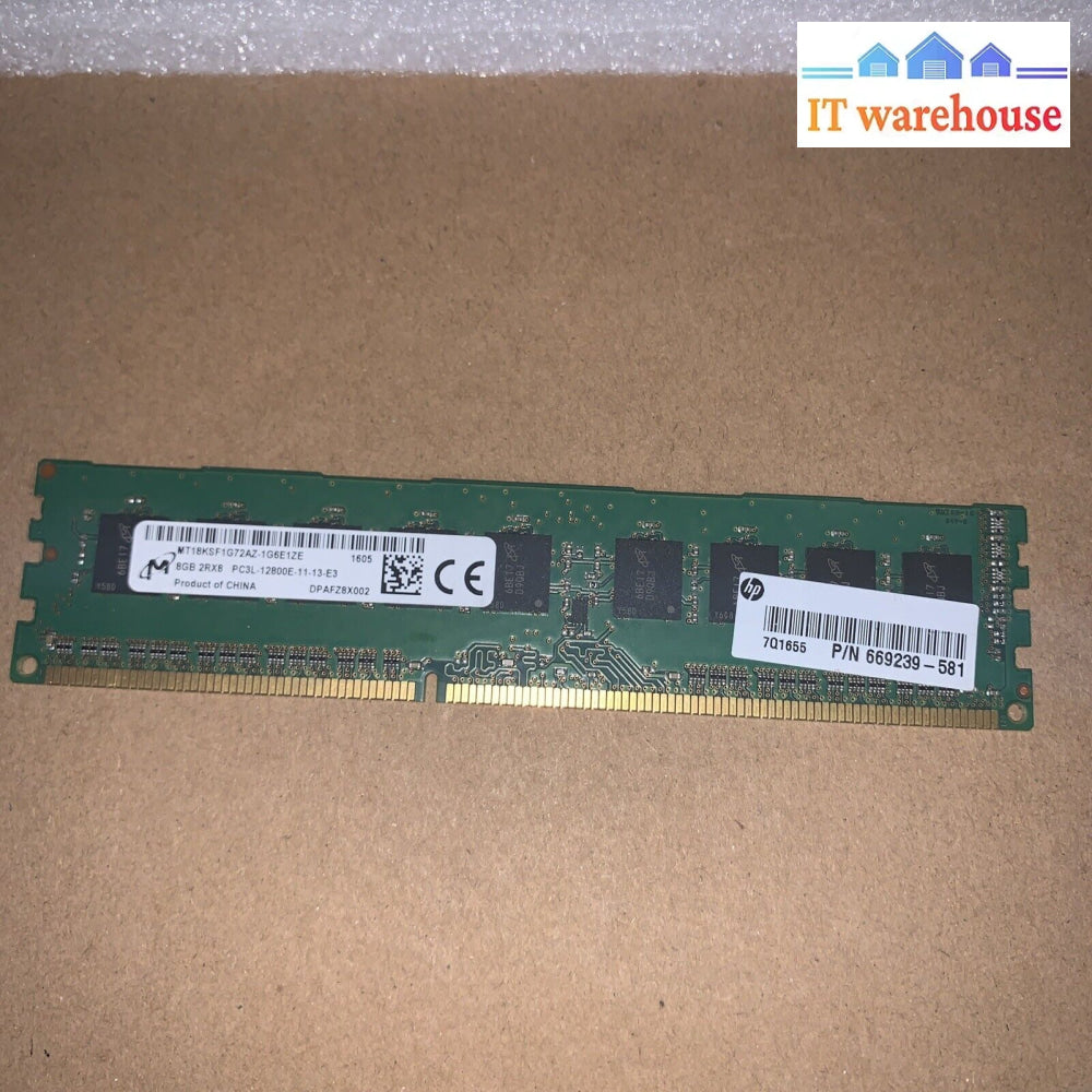 Micron 8Gb Mt18Ksf1G72Az-1G6E1Ze Pc3L-12800E Ecc Server Ram