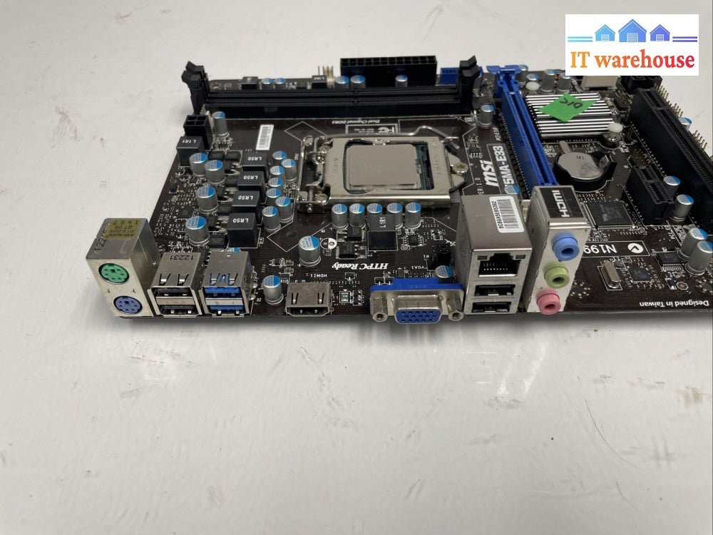 MSI B75MA-E33 Desktop Motherboard LGA1155 DDR3 Intel B75 M-ATX +CPU