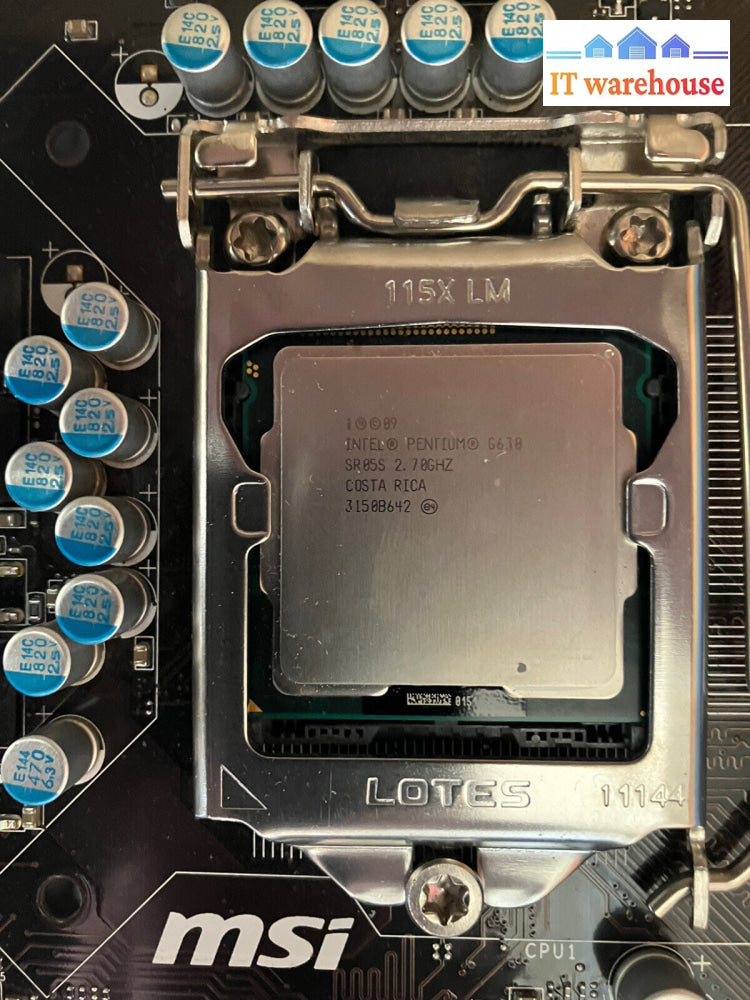 ~ Msi H61M-P21 (B3) Motherboard H61 Lga 1155 Ddr3 Matx Pentium G630 Sr05S &Plate