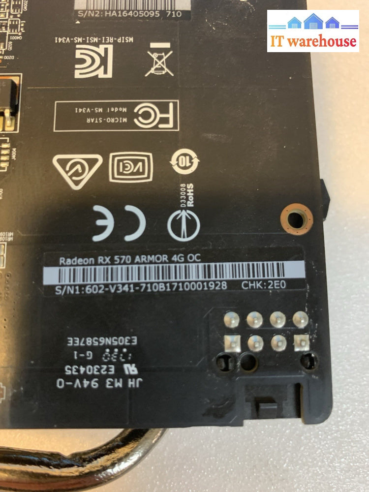 MSI Radeon RX 570 ARMOR 4GB OC GDDR5 Gaming Graphics Card