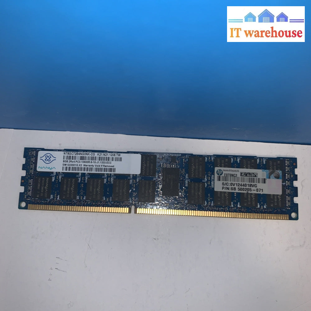 Nanya 8GB 2Rx4 PC3-10600R Server Memory NT8GC72B4NG0NK-CG