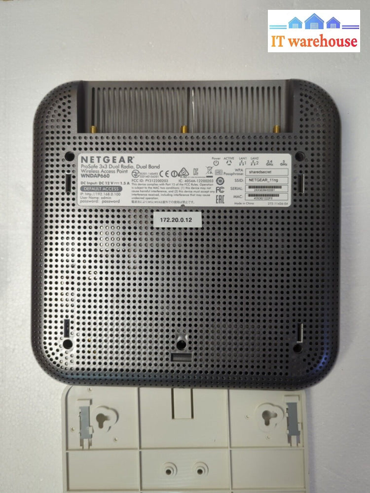 Netgear Prosafe Wndap660 3X3 Dual Band Wireless Access Point + Bracket (No Ac) -