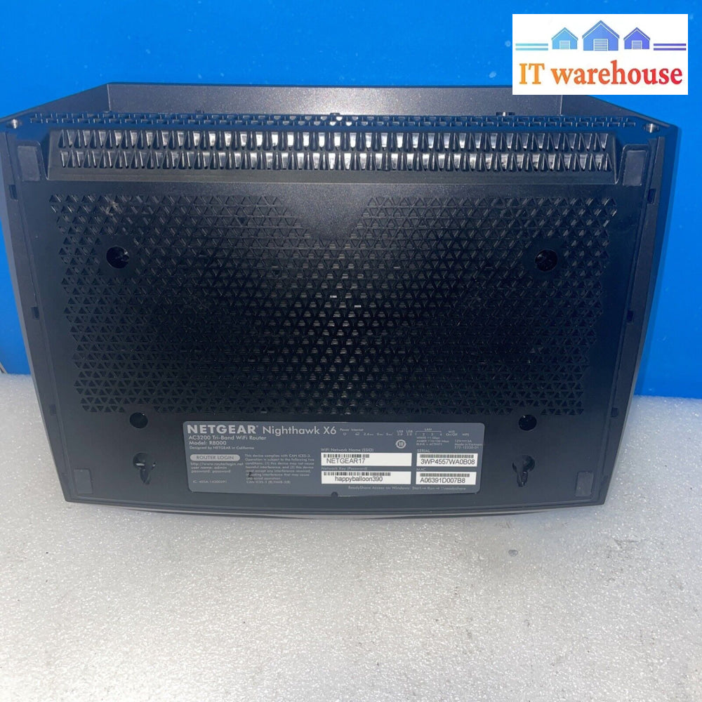 Netgear R8000-100Nas Nighthawk X6 Ac3200 Triband Wifi Router