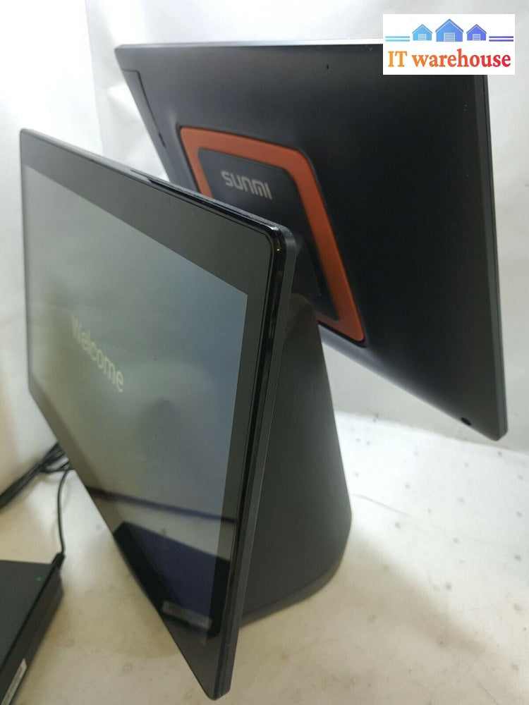 NEW IN BOX SUNMI T1 W1403 POS system Android W/ dual 14 inch screen + printer