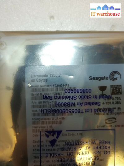 - New Seagate Barracuda St340014As 40Gb Sata Desktop Hard Drive