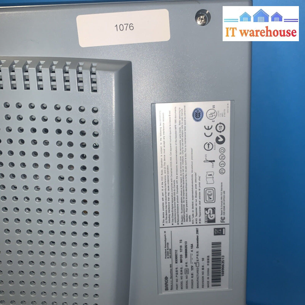 Nice ~ Barco MFCD 1219 TS K9300212 19’’ Medical LCD Monitor