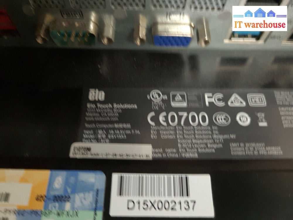- (Nice) Elo Esy15X3 Touch Solutions W/ I3-4350T /4G Ram/Ac /Win7 Coa (No Hdd)