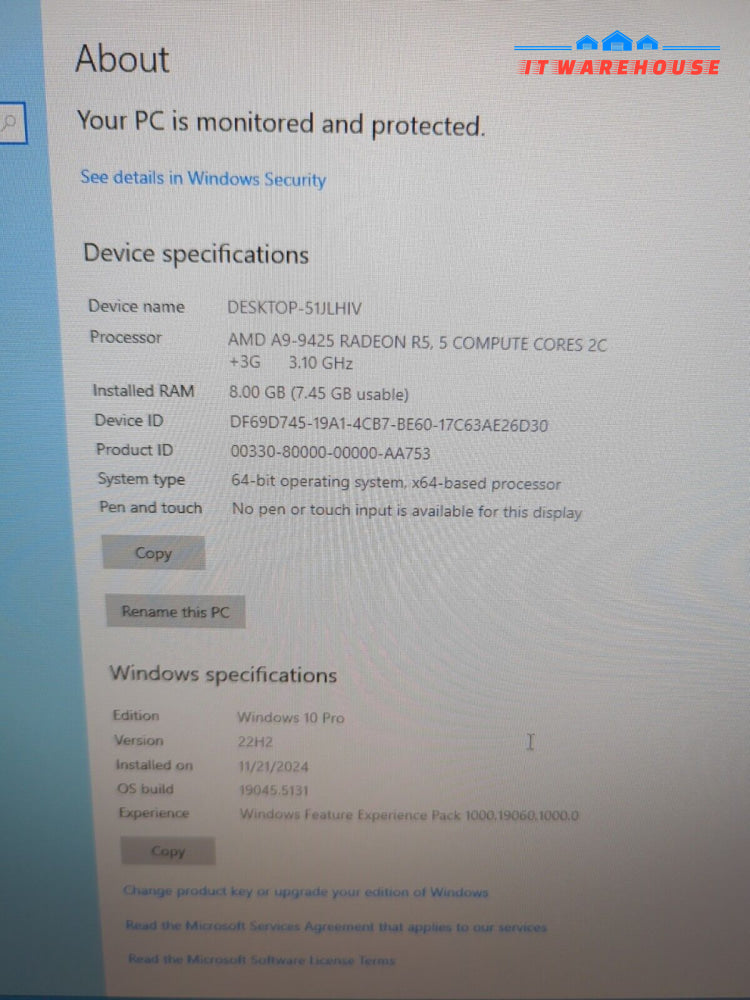 NICE HP All-in-One 22’’ Desktop PC AMD A9-9425 RADEON R5/8GB RAM/ 1TB HDD/Win10-
