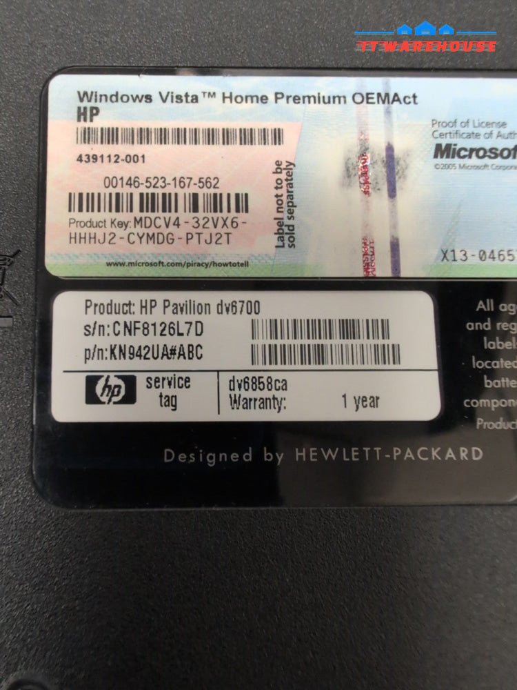 (NICE) HP Pavilion dv6000 15.4" Laptop Intel C2D T5550/3GB RAM/250GB HDD/Win XP-