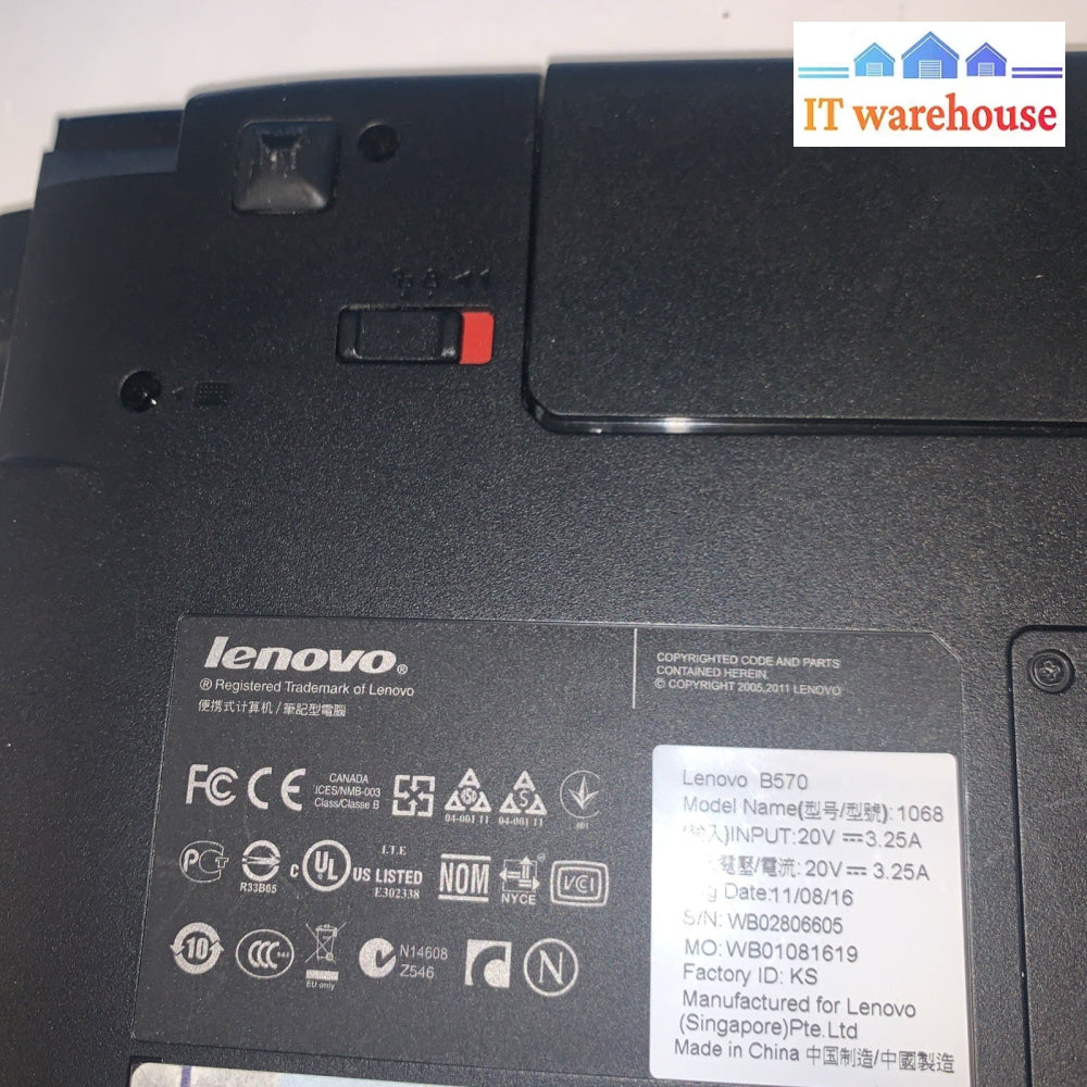 Nice ~ Lenovo B570 Intel B950 2.1GHZ 3GB Ram 500GB HD Windows XP pro SP3 Laptop