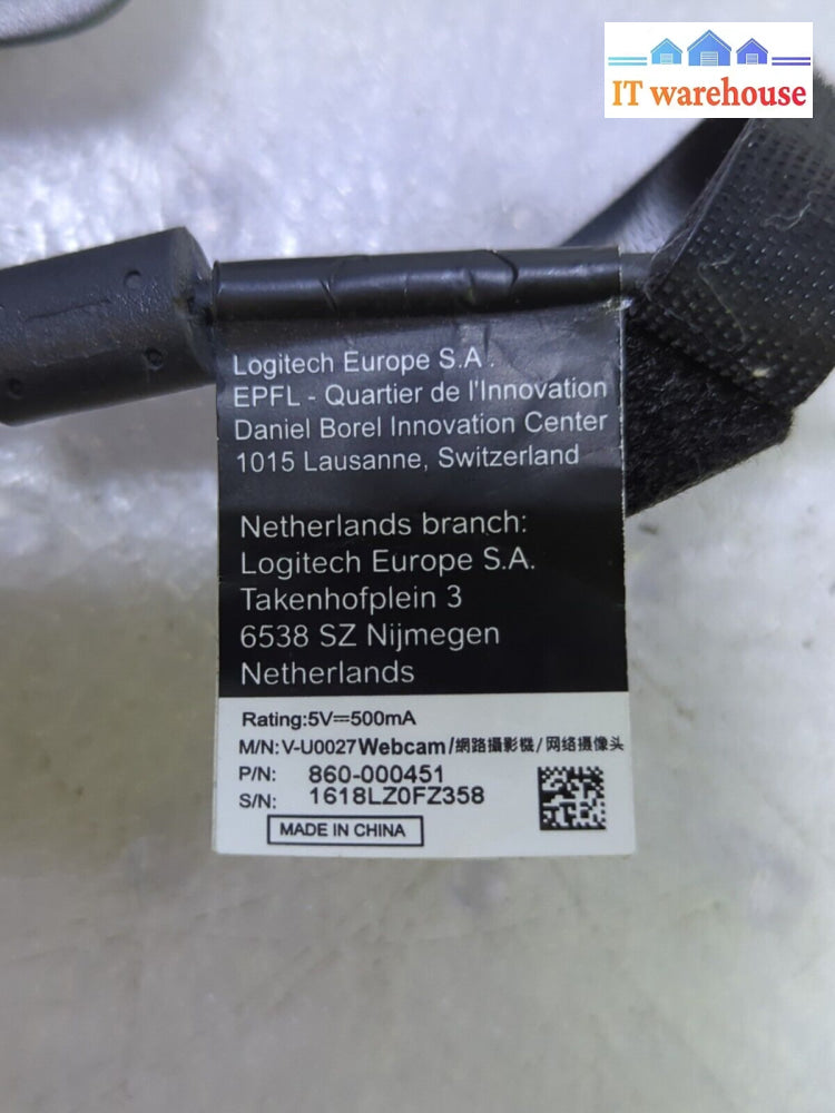 - Nice Logitech Usb Hd Webcam 1080P 8.0 Megapixel V-U0027 Tested